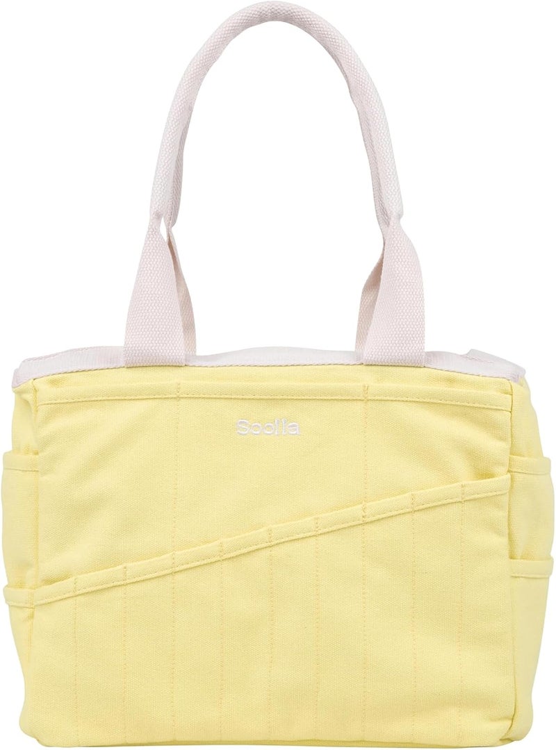 Studio Bag: Art Supply Storage Organizer & Pottery Tool Bag, Washable Craft Tote, Knitting Yarn Bag, Crochet Project Bag, 30 Pockets, Canvas Carrier, Artist Bag for Adults (Banana Peel)